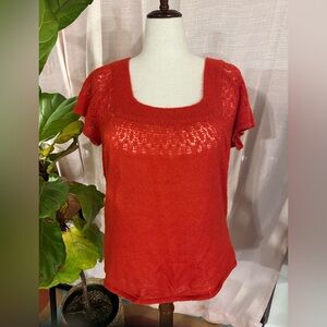 Xhilaration Women's Bright Tomato Red Knit Short Sleeve Top w/Square Neckline